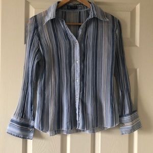 Striped blue button up blouse